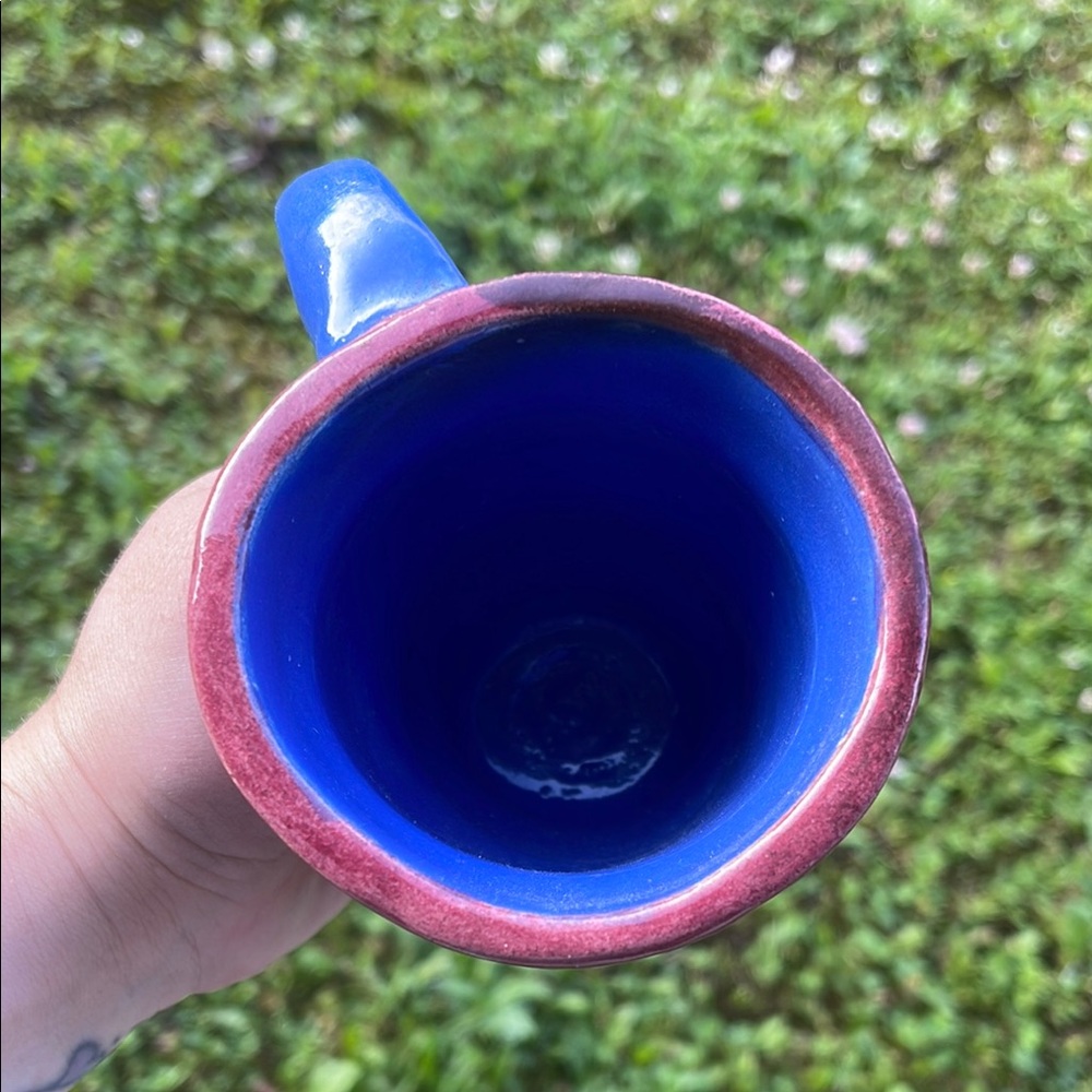 Handcrafted Red and Blue Ceramic Mug - Picture 2 of 7